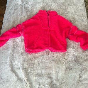 Free People Movement Sherpa Quarter Zip Pullover in Hot Pink Size Medium
